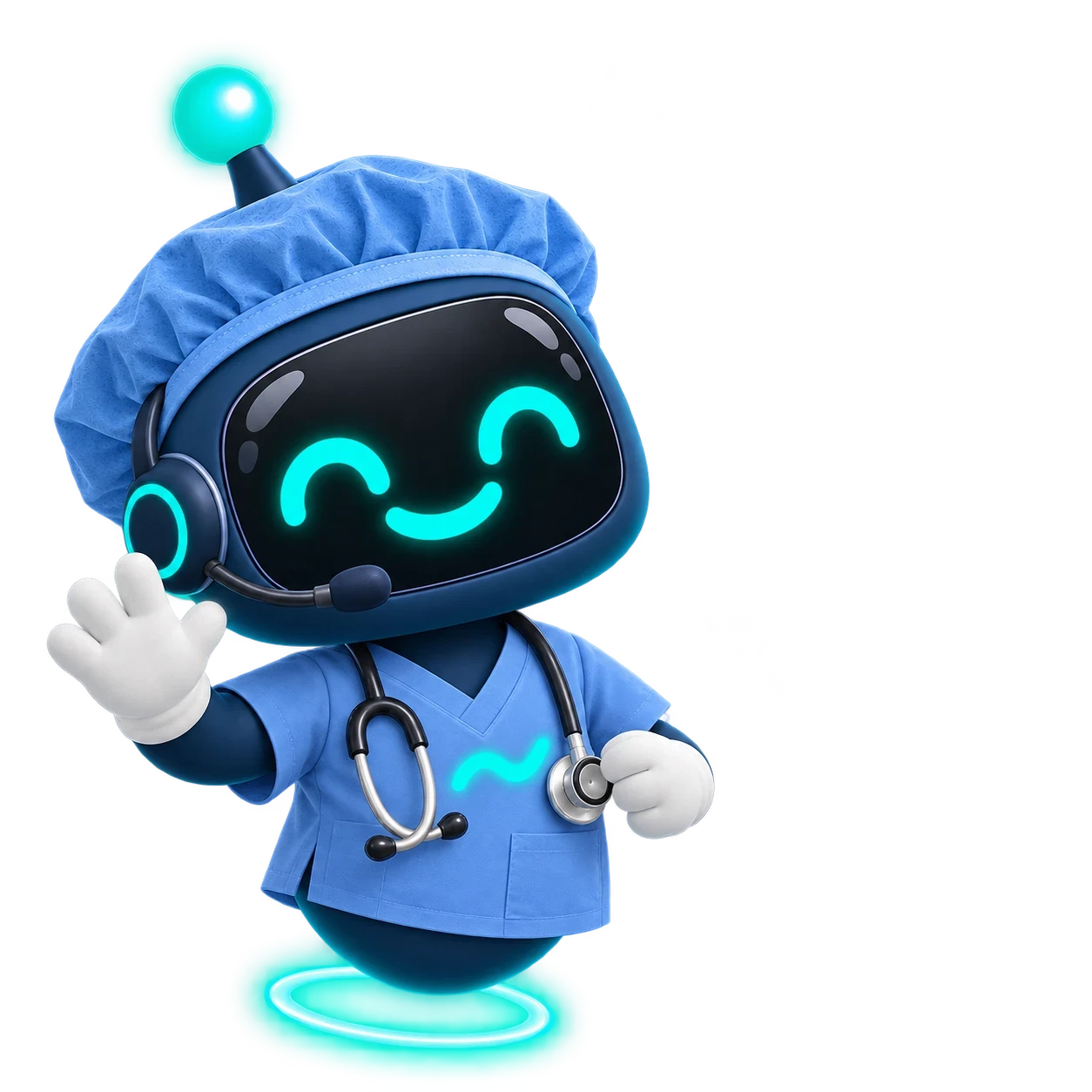 Flo, the TaxFlowAI assistant, in scrubs and a headset, waving